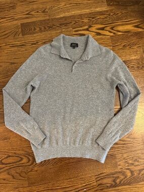 Quince Men's Gray Polo Sweater